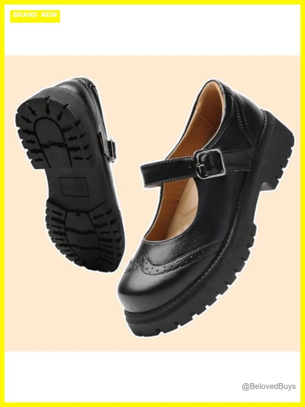 Chunky Mary Jane Platform Flats - Non Slip School Shoes with Adjustable Buckle